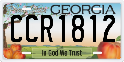 GA license plate CCR1812
