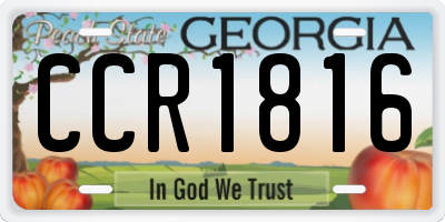 GA license plate CCR1816