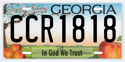 GA license plate CCR1818