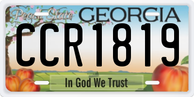 GA license plate CCR1819