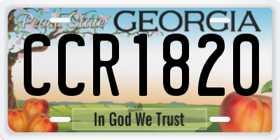 GA license plate CCR1820