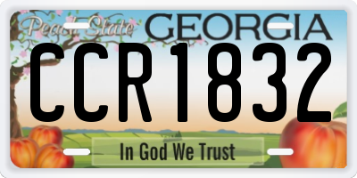 GA license plate CCR1832
