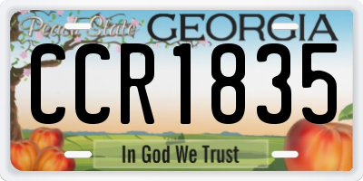GA license plate CCR1835