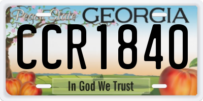 GA license plate CCR1840