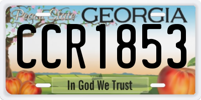 GA license plate CCR1853