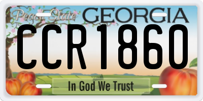 GA license plate CCR1860
