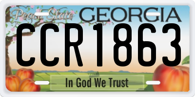 GA license plate CCR1863