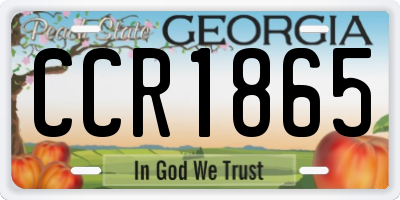 GA license plate CCR1865