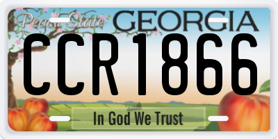 GA license plate CCR1866