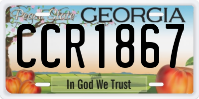 GA license plate CCR1867