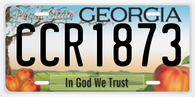 GA license plate CCR1873