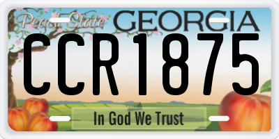 GA license plate CCR1875