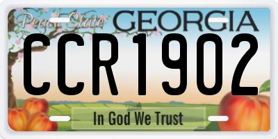 GA license plate CCR1902