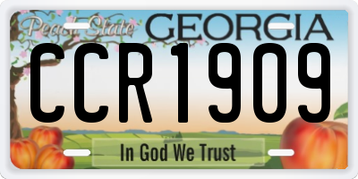 GA license plate CCR1909
