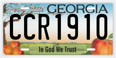GA license plate CCR1910