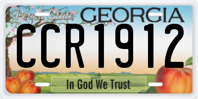 GA license plate CCR1912