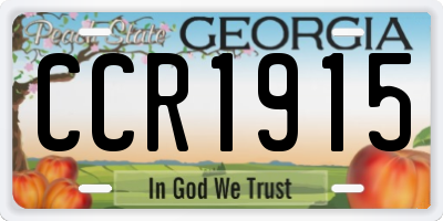 GA license plate CCR1915