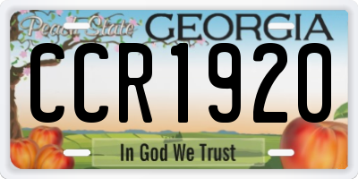 GA license plate CCR1920