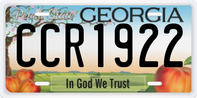 GA license plate CCR1922