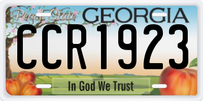 GA license plate CCR1923