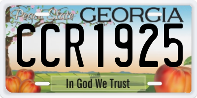 GA license plate CCR1925