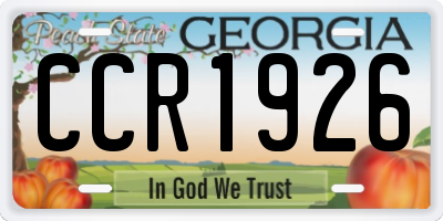 GA license plate CCR1926