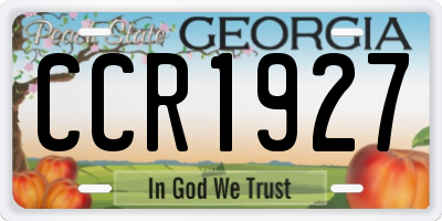 GA license plate CCR1927
