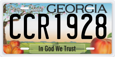 GA license plate CCR1928
