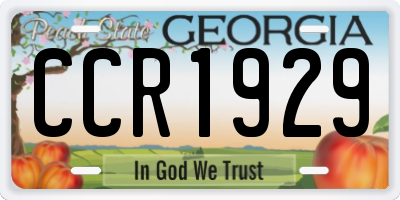 GA license plate CCR1929