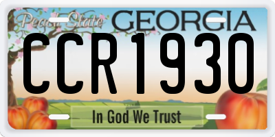 GA license plate CCR1930