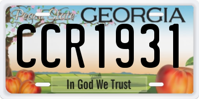 GA license plate CCR1931