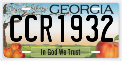 GA license plate CCR1932