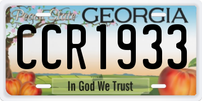 GA license plate CCR1933