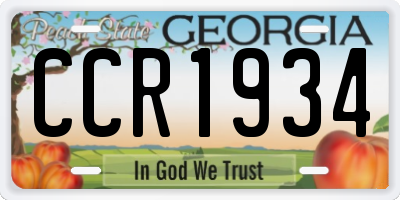 GA license plate CCR1934