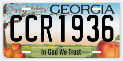 GA license plate CCR1936
