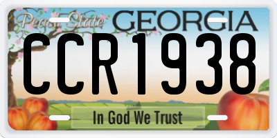 GA license plate CCR1938