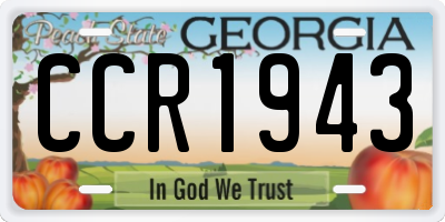 GA license plate CCR1943