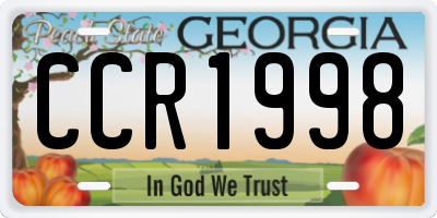 GA license plate CCR1998