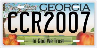 GA license plate CCR2007