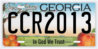 GA license plate CCR2013