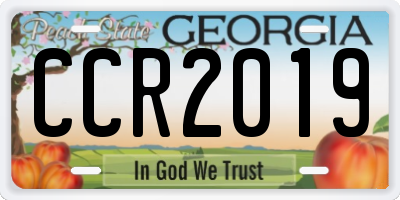 GA license plate CCR2019