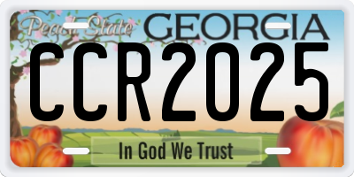 GA license plate CCR2025