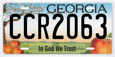 GA license plate CCR2063