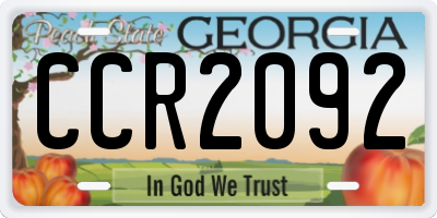 GA license plate CCR2092