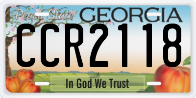 GA license plate CCR2118