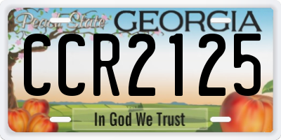 GA license plate CCR2125