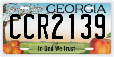 GA license plate CCR2139