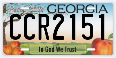 GA license plate CCR2151