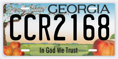 GA license plate CCR2168