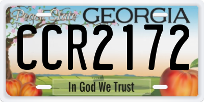 GA license plate CCR2172